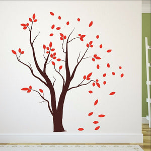 Tree with Falling Leaves Vinyl Wall Decal 22457 - Cuttin' Up Custom Die Cuts - 1
