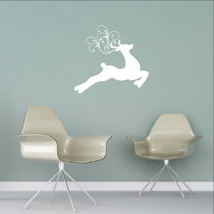 Reindeer Style C with Swirly Antlers Christmas Vinyl Wall Decal 22473 - Cuttin' Up Custom Die Cuts - 1