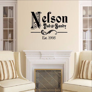 Ornate Family Name Vinyl Decal with Established Year Vinyl Wall Decal Name Style 1 22257 - Cuttin' Up Custom Die Cuts - 1