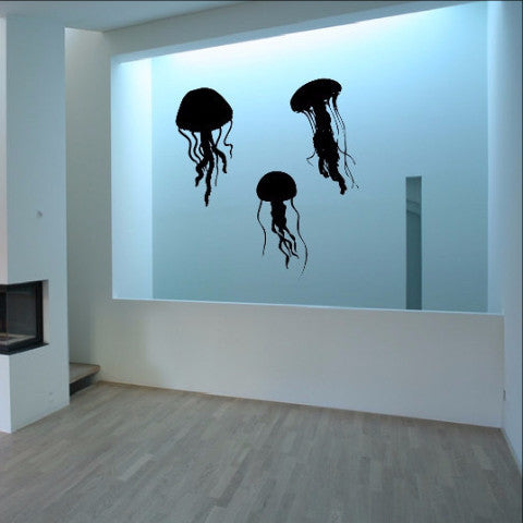 Jellyfish Silhouettes Decals - Jellyfish Set of Three Vinyl Wall Decals 22513 - Cuttin' Up Custom Die Cuts - 1