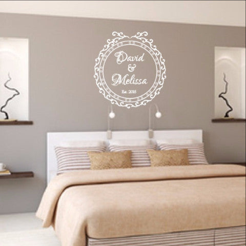 Personalized Names Wall Decal - Elegant Vintage Style Frame G Decal 22525 - Cuttin' Up Custom Die Cuts - 1