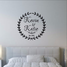 Load image into Gallery viewer, Custom Laurel Wreath with Names and Established Date Wedding Decal 22528 - Cuttin&#39; Up Custom Die Cuts - 1