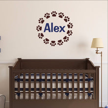 Load image into Gallery viewer, Puppy Paw Print Frame With Name Vinyl Wall Decal 22545 - Cuttin&#39; Up Custom Die Cuts - 1