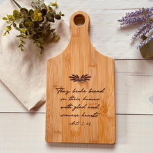 Load image into Gallery viewer, They Broke Break Laser Engraved Bamboo Paddle Cutting Board