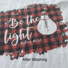 Load image into Gallery viewer, Be The Light Essential Jesus Buffalo Plaid T Shirt