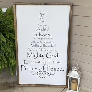 Scripture Christmas Tree Painted Wood Sign White Board Black Letters