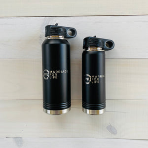 Marriage For Life Stainless Steel Engraved Water Bottles Black