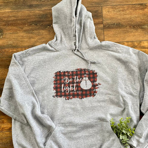 Essential Jesus Be The Light Red Buffalo Print Hoodie