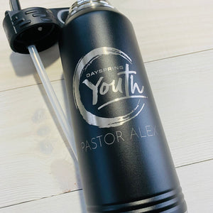Dayspring Youth Logo Engraved Stainless Steel Water Bottle Black