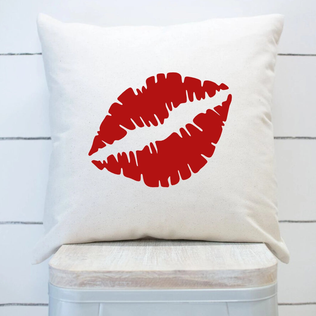 Red Lips Throw Pillow Cover White Fabric