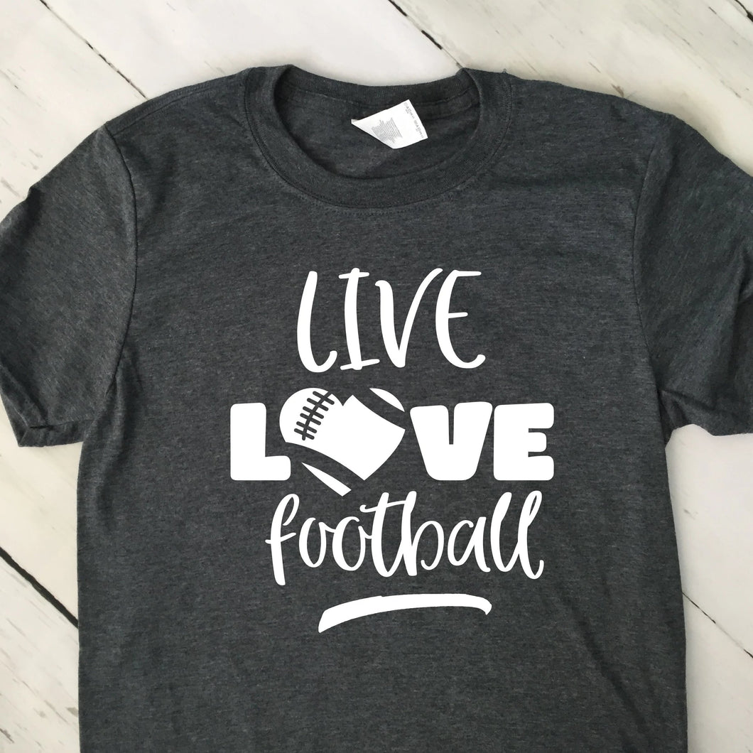 Live Love Football Short Sleeve T Shirt Dark Heather Gray