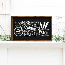Load image into Gallery viewer, McGregors Carrot Patch Easter Painted Wood Sign Black Board