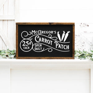 McGregors Carrot Patch Easter Painted Wood Sign Black Board