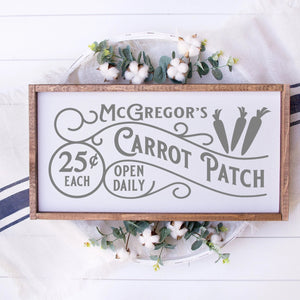 McGregors Carrot Patch Easter Painted Wood Sign White Board