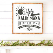 Load image into Gallery viewer, Mele Kalikimaka Hand Painted Christmas Sign White Board Charcoal Lettering