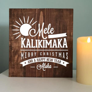 Mele Kalikimaka Hand Painted Wooden Sign