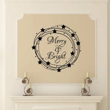 Load image into Gallery viewer, Merry And Bright Inside Star Wreath Vinyl Wall Decal 22601