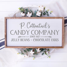 Load image into Gallery viewer, P Cottontails Candy Company Painted Wood Sign White