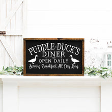 Load image into Gallery viewer, Puddle Ducks Diner Painted Wood Sign Black