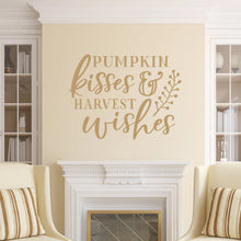 Load image into Gallery viewer, Pumpkin Kisses And Harvest Wishes Vinyl Wall Decal Style B Light Brown