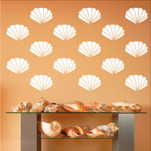Scallop Sea Shells Vinyl Wall Decals - Set of 4 Inch Scallop Shell Decals 22577 - Cuttin' Up Custom Die Cuts - 1