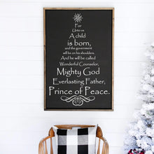 Load image into Gallery viewer, Scripture Christmas Tree Painted Wood Sign Black Board White Lettering