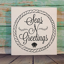 Load image into Gallery viewer, Seas N Greetings Small Hand Painted Wood Sign Cream