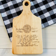 Load image into Gallery viewer, Laser Engraved Handwritten Recipe Cutting Board Maple