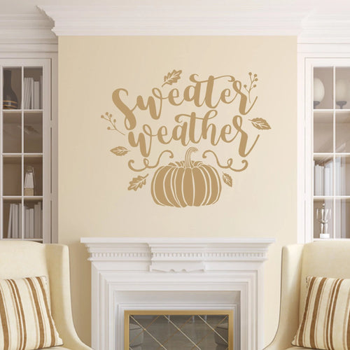 Sweater Weather Vinyl Wall Decal Light Brown