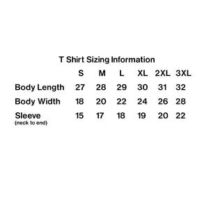 T Shirt Sizing Chart