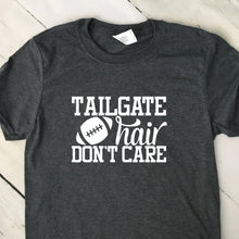 Load image into Gallery viewer, Tailgate Hair Don&#39;t Care Short Sleeve T Shirt Dark Heather Gray