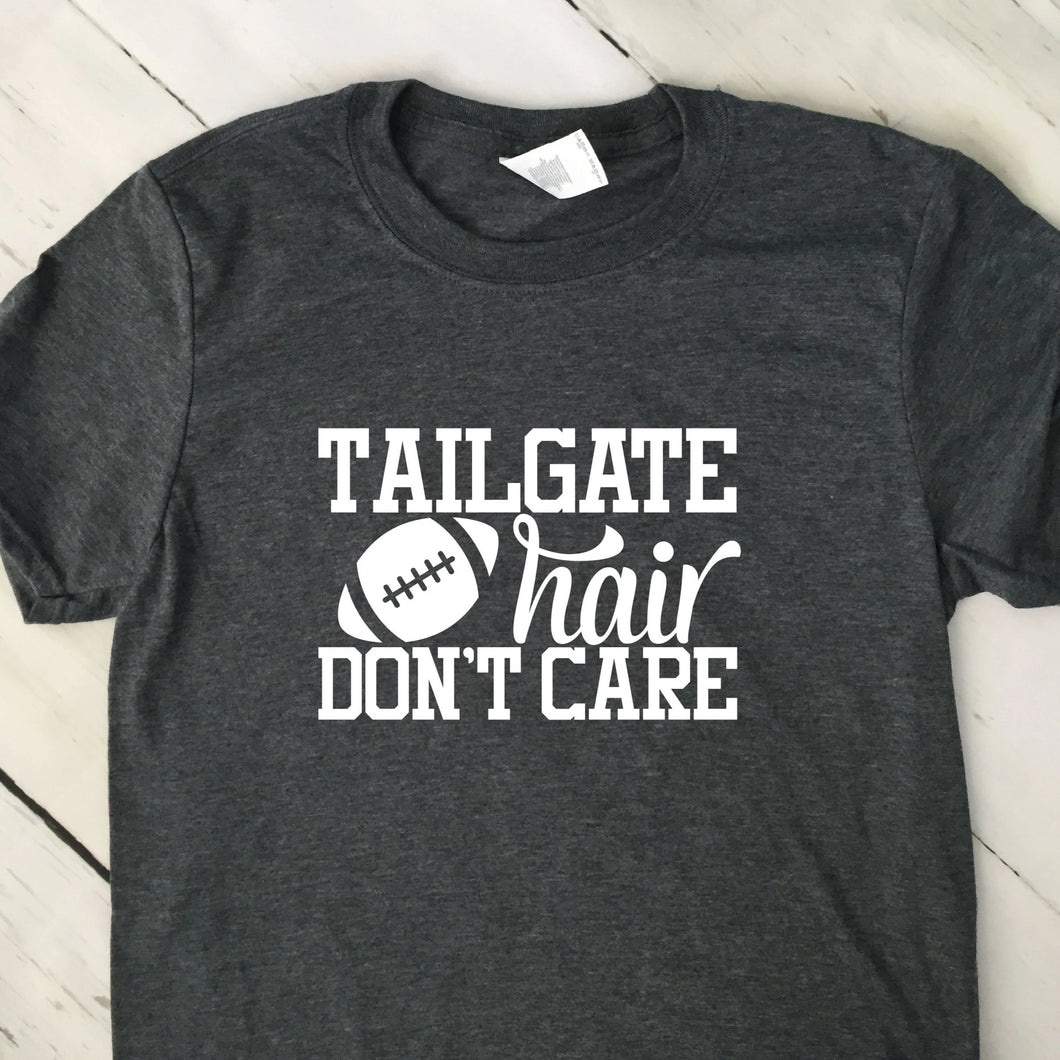Tailgate Hair Don't Care Short Sleeve T Shirt Dark Heather Gray