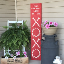 Load image into Gallery viewer, The Original Love Letters XOXO Christian Porch Painted Wood Welcome Sign Red Paint White Letters