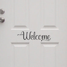 Load image into Gallery viewer, Welcome Swirly Lettering Vinyl Door Decal 22582