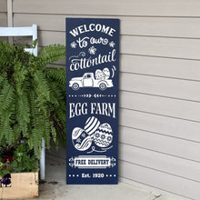 Load image into Gallery viewer, Welcome To Our Cottontail Egg Farm Painted Wooden Porch Welcome Sign
