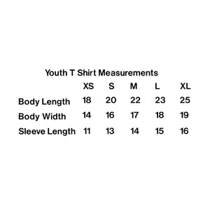 Youth T Shirt Measurements
